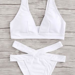 White Ribbed Bikini